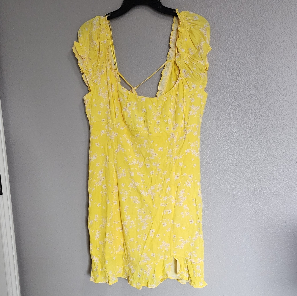 SOPHIE RUE  FLORAL YELLOW  MINI DRESS/ L